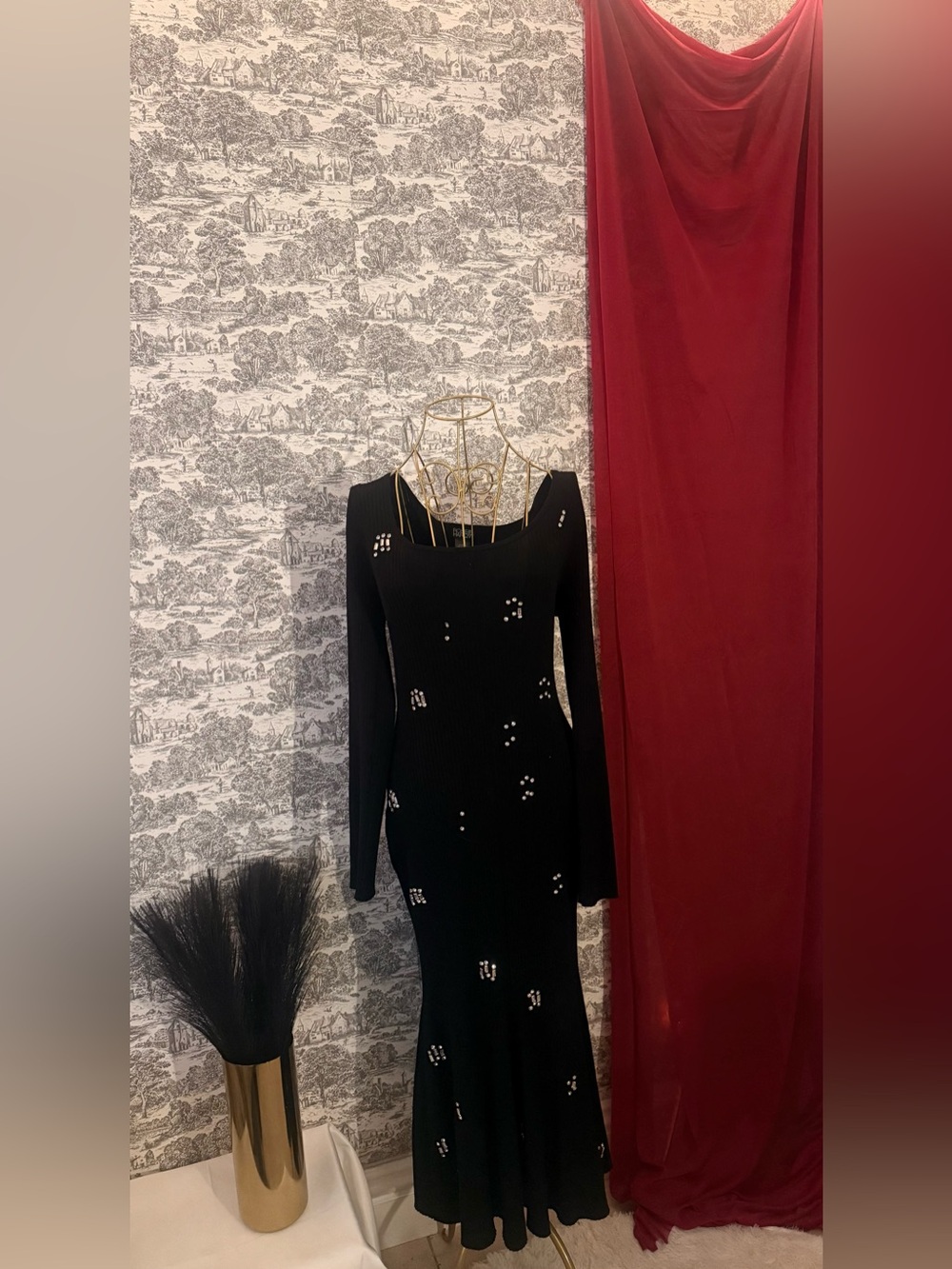 Midnight at the Mansion | Rosie Harlow Embellished Maxi Dress L